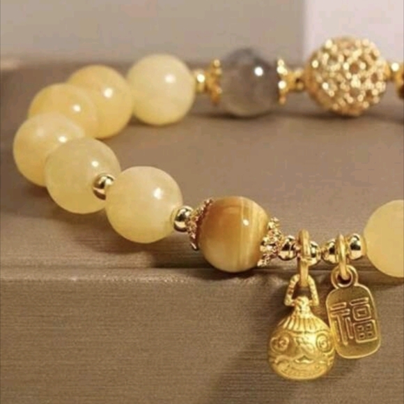 Citrine and Tiger's Eye Crystal Stone Bracelet Bohemian Jewelry - Picture 3 of 5